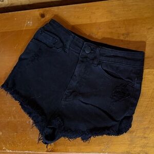 Urban Outfitters BDG Black Frayed Denim Shorts 23
